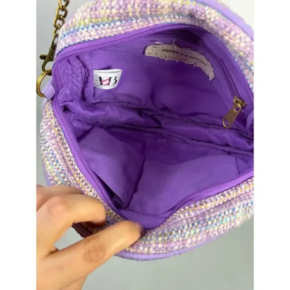 America & Beyond Purple Circle Crossbody Bag Orange Slice Beaded - Picture 4 of 7